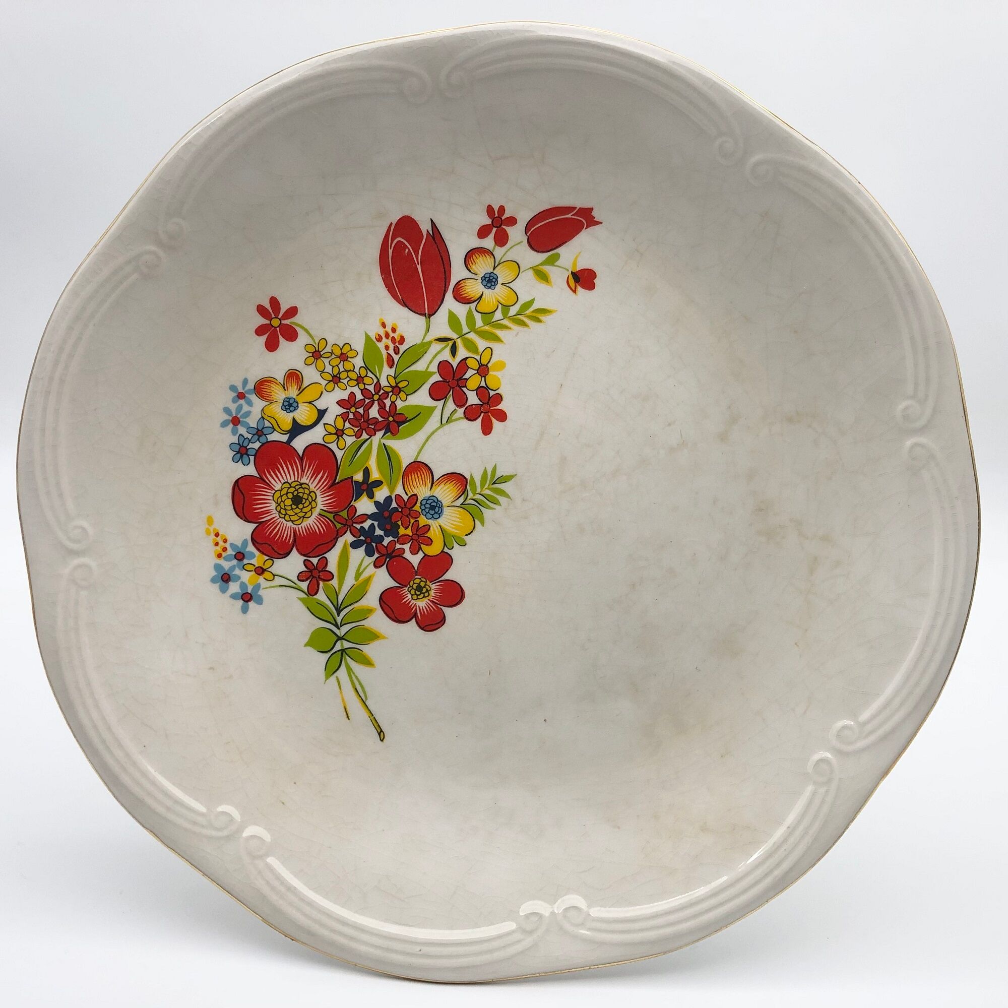 Gien - Riviera model, 6 dessert plates with serving dish.