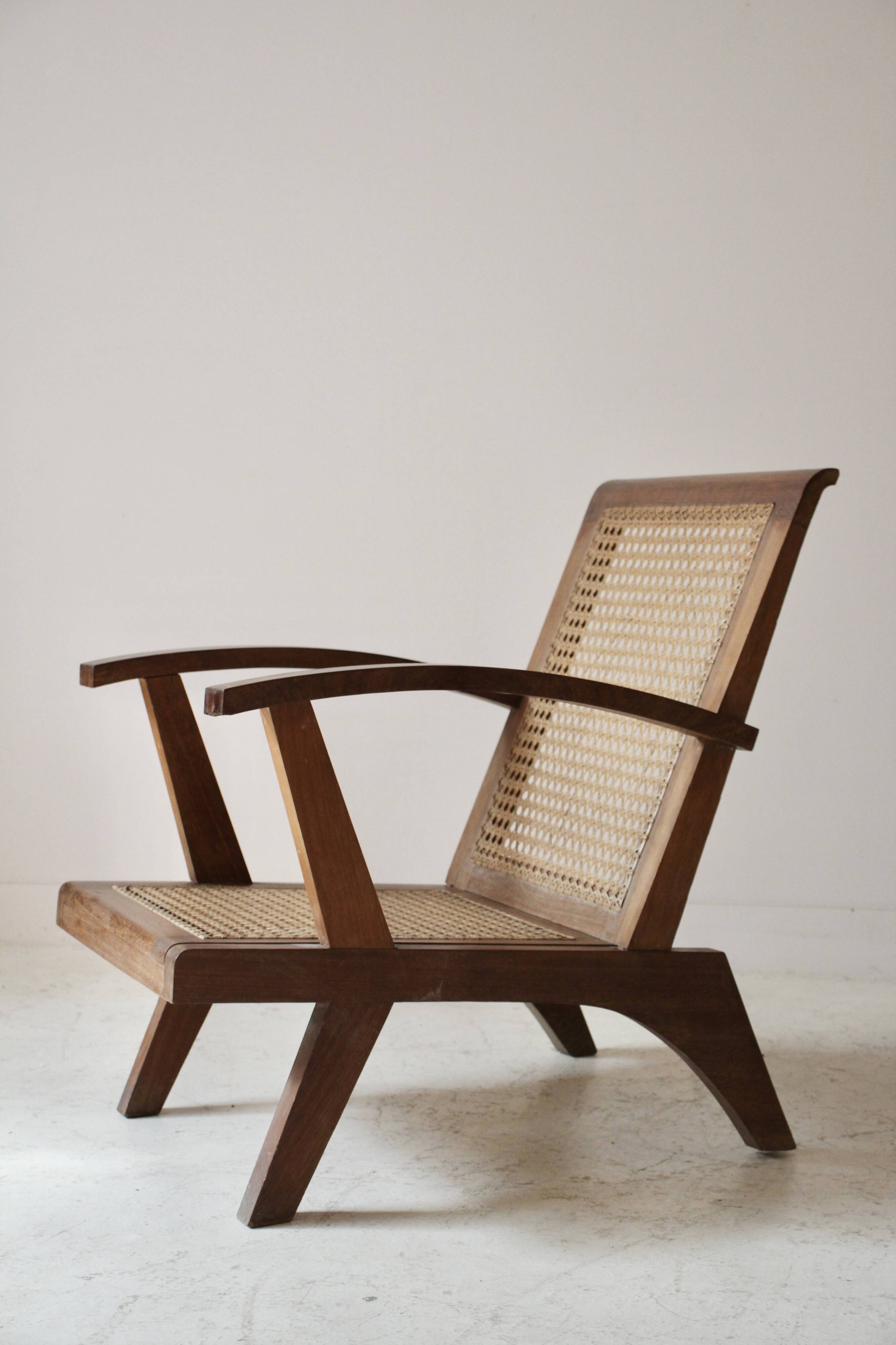 Fauteuil en bois et cannage, 1954