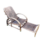 Fauteuil en rotin avec repos pied anneés 60