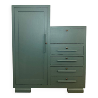 Art Deco wardrobe, solid wood secretary