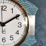 Vintage clock silent rectangular wall clock Japy blue silver