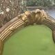 Imposing neo-classical mirror, wood and stucco "Deknudt"