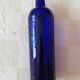 Vintage cobalt blue bottle 80's floral decoration garlands in relief