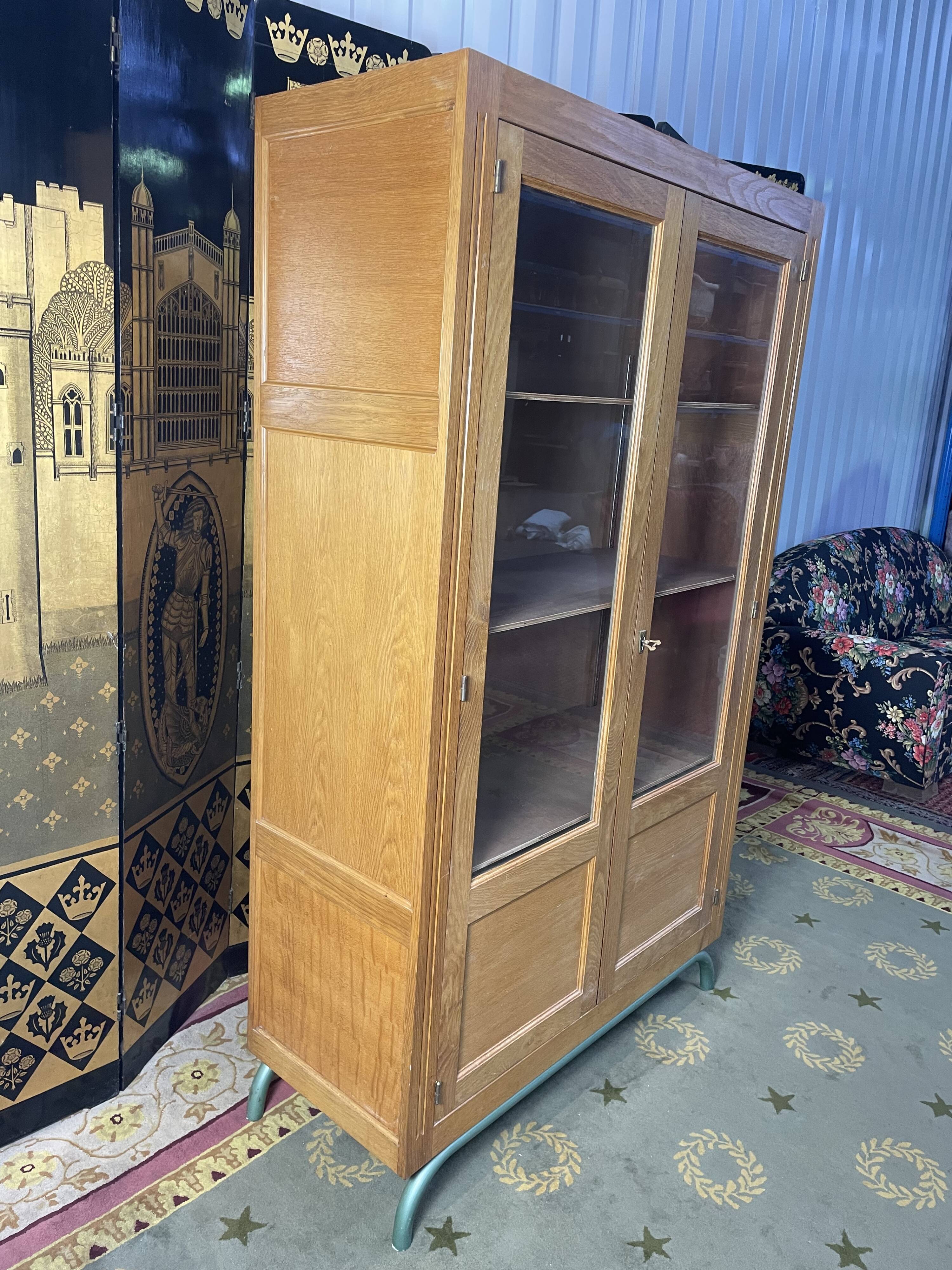 Solid oak school showcase 1960