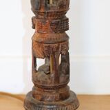 Large African art tower lamp base unique piece