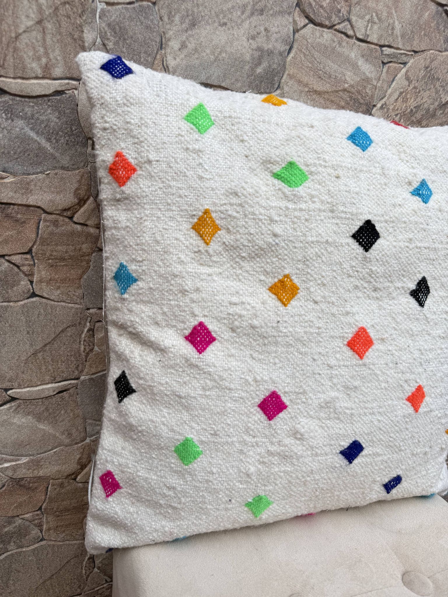 Handmade Berber wool Kilim cushion: Moroccan floor cushion