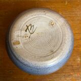 Vintage Blue-Brown Ceramic Ball Vase, Made in France