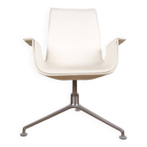 Fauteuil danois, cuir blanc+acier chromé, modèle fk 6725 ou « tulip chair » , preben fabricius/knoll