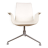 Fauteuil danois, cuir blanc+acier chromé, modèle fk 6725 ou « tulip chair » , preben fabricius/knoll