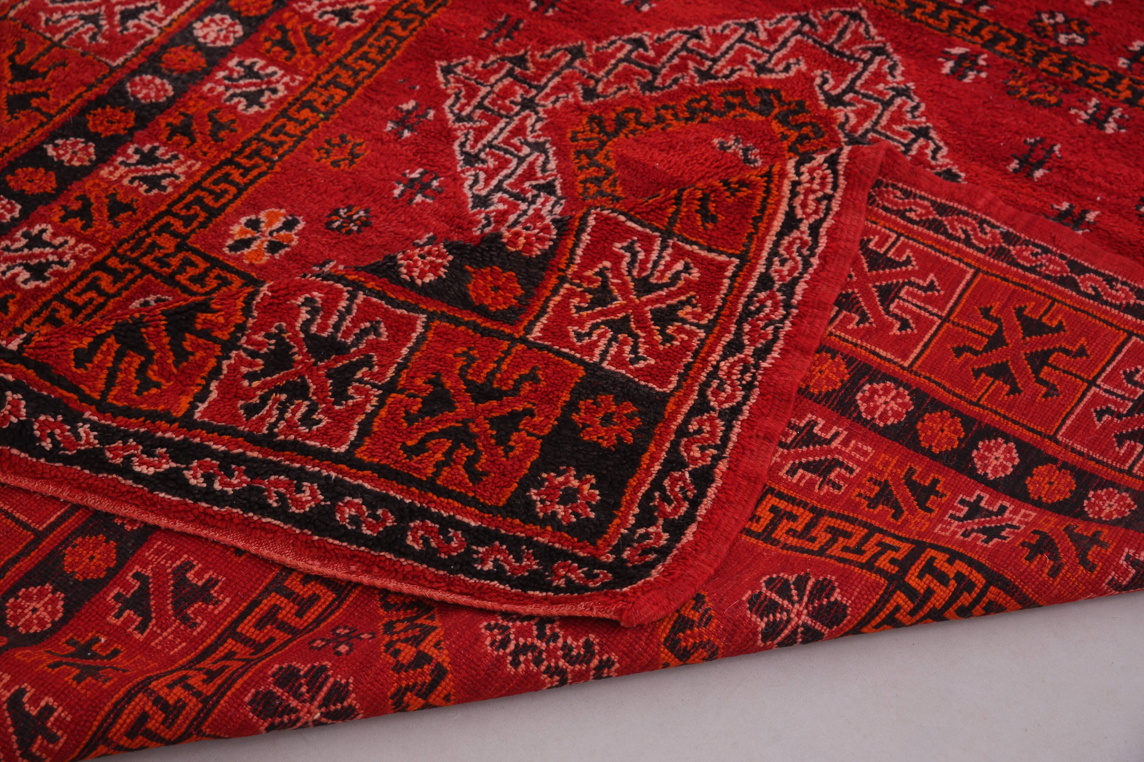 Red Vintage Moroccan Rug 192 x 321 cm - Berber Wool Rug - Handmade Rug Boho