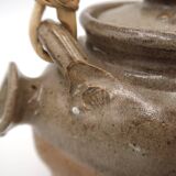 Stoneware teapot by Pierre Digan with bamboo handle, La Borne, 1960s