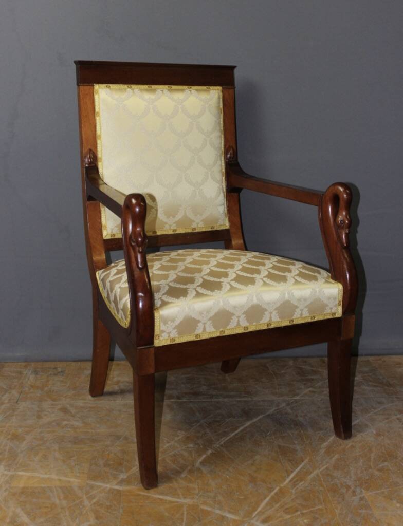 Empire Swan Neck Armchair in Mahogany, Early 19th Century
