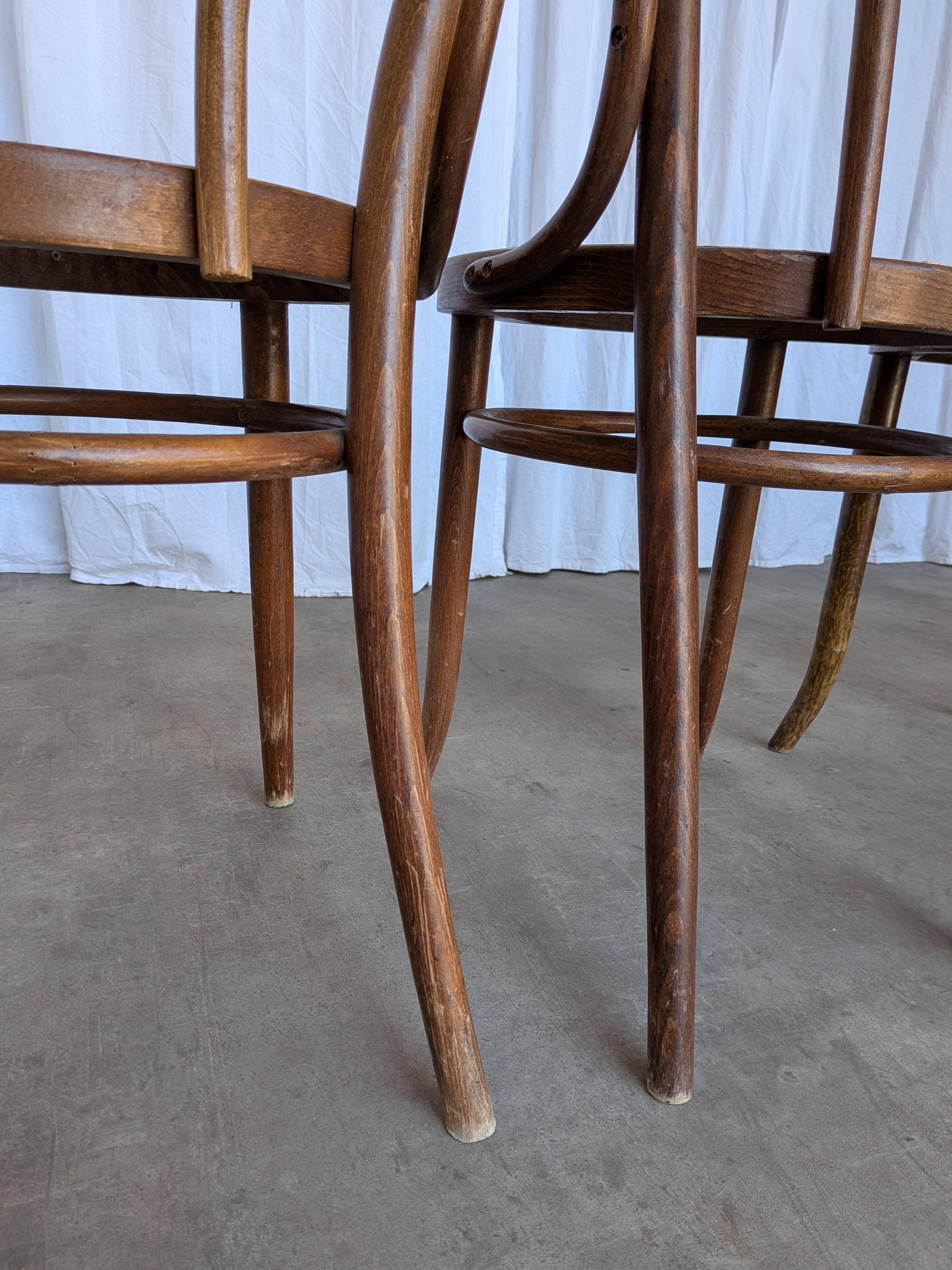 Set of 6 Bentwood Dining Chairs with Cane Seat / Bistro Thonet Style Chairs