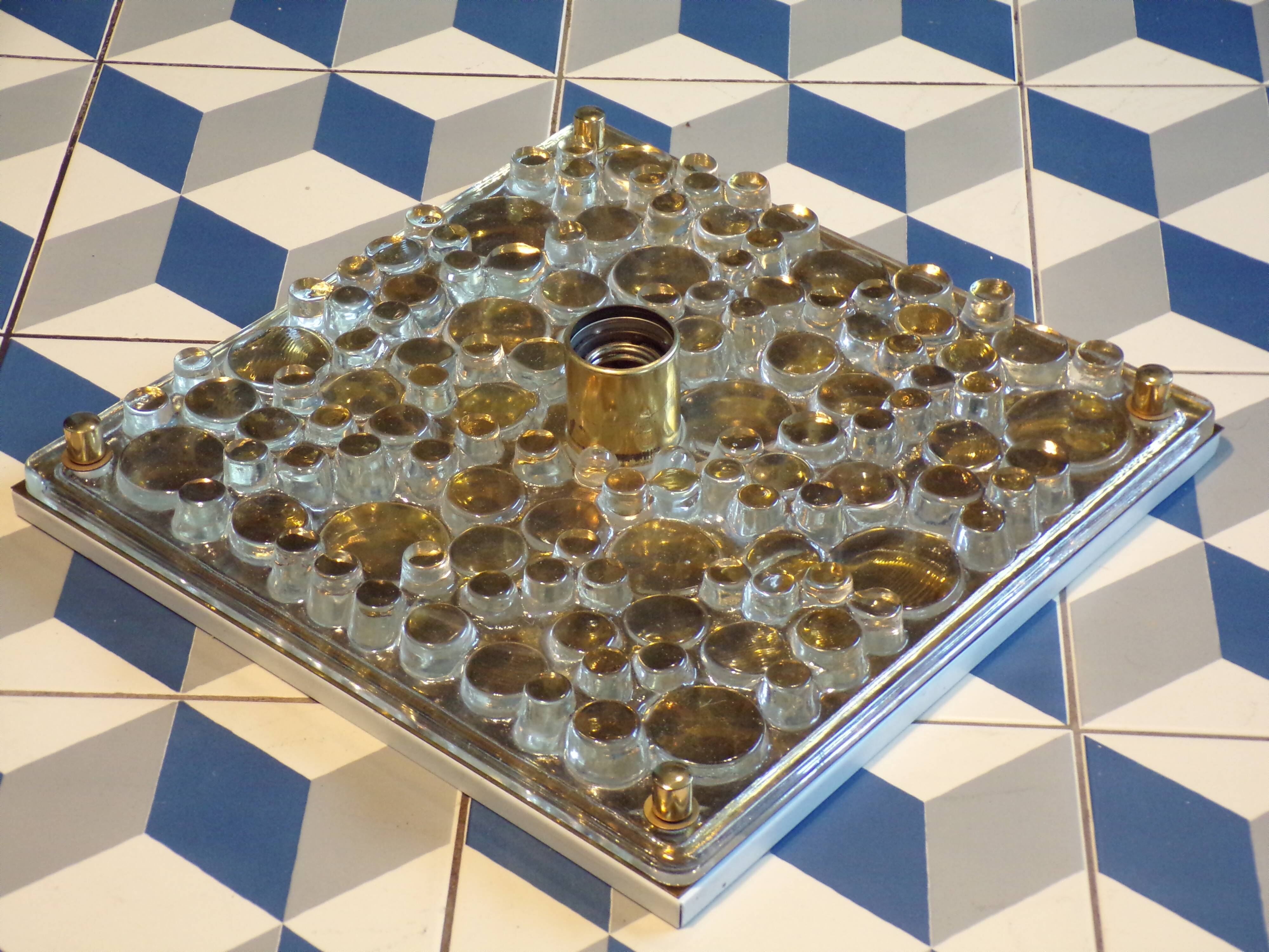 1970 glass wall light by Heinz Neuhaus