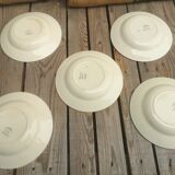 Set of 5 hollow plates signed Badonviller Collection Paradise bird décor