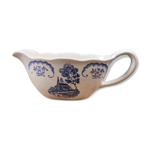 Petite saucière Digoin Bernadette – Faïence ancienne décor bleu campagne