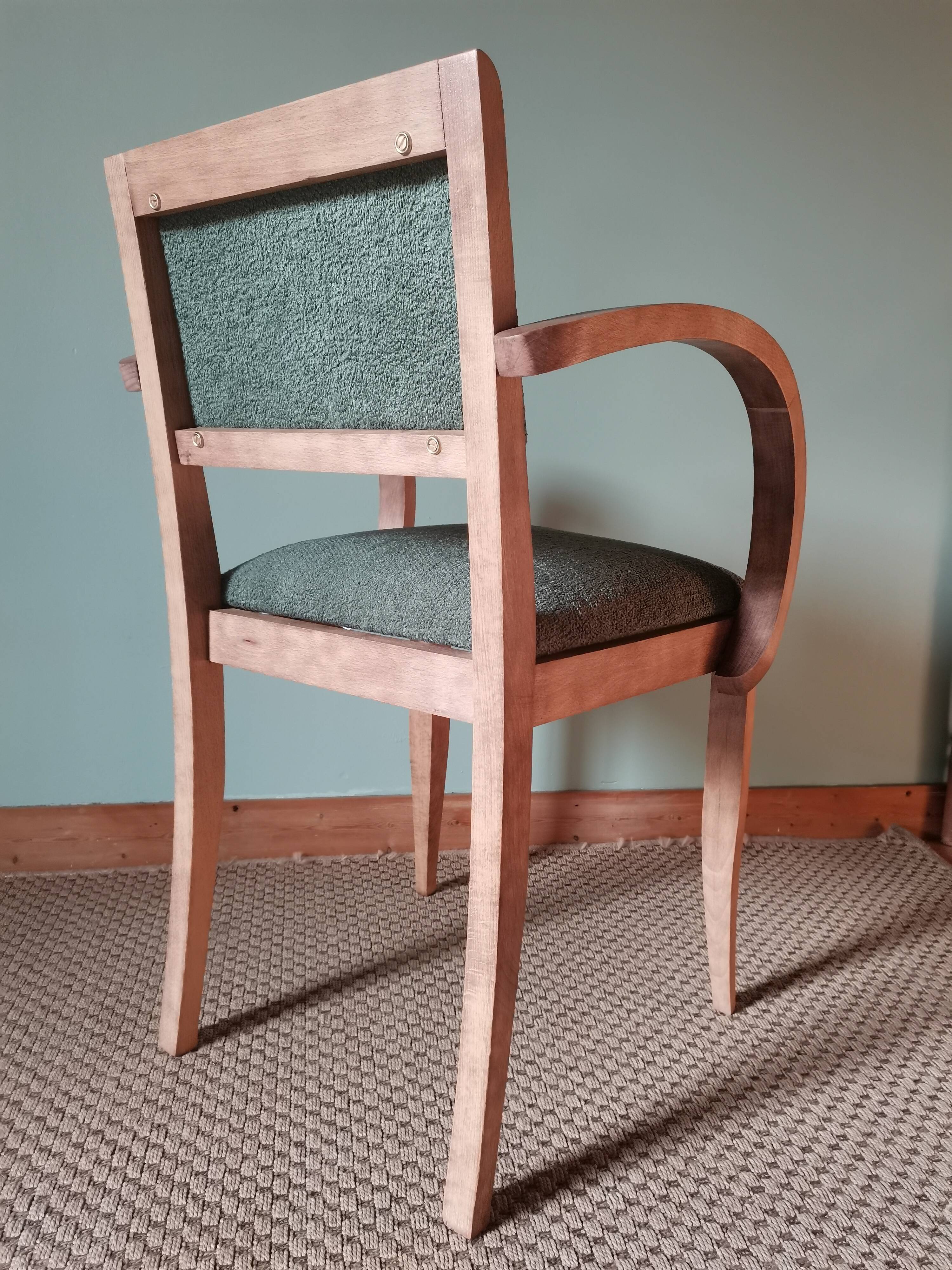 Fauteuil bridge art deco bouclette verte