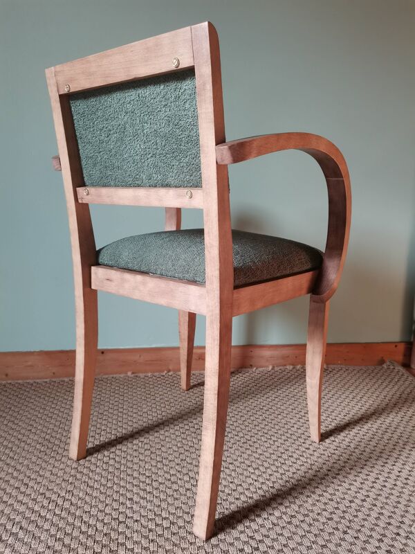 Fauteuil bridge art deco bouclette verte