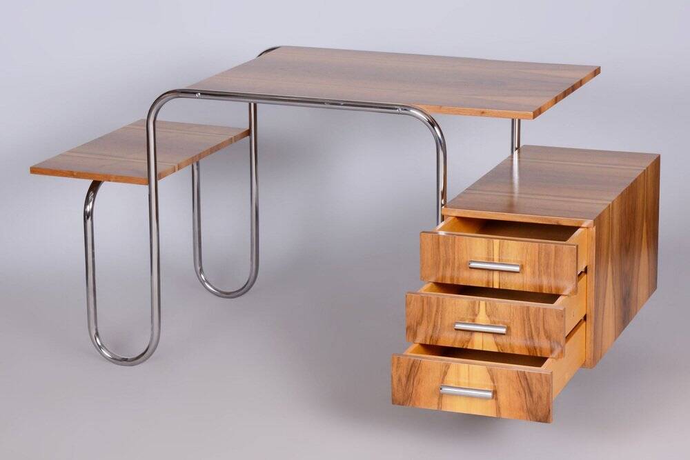 Czech Bauhaus Walnut Writing Desk by André Lurcat, 1930s