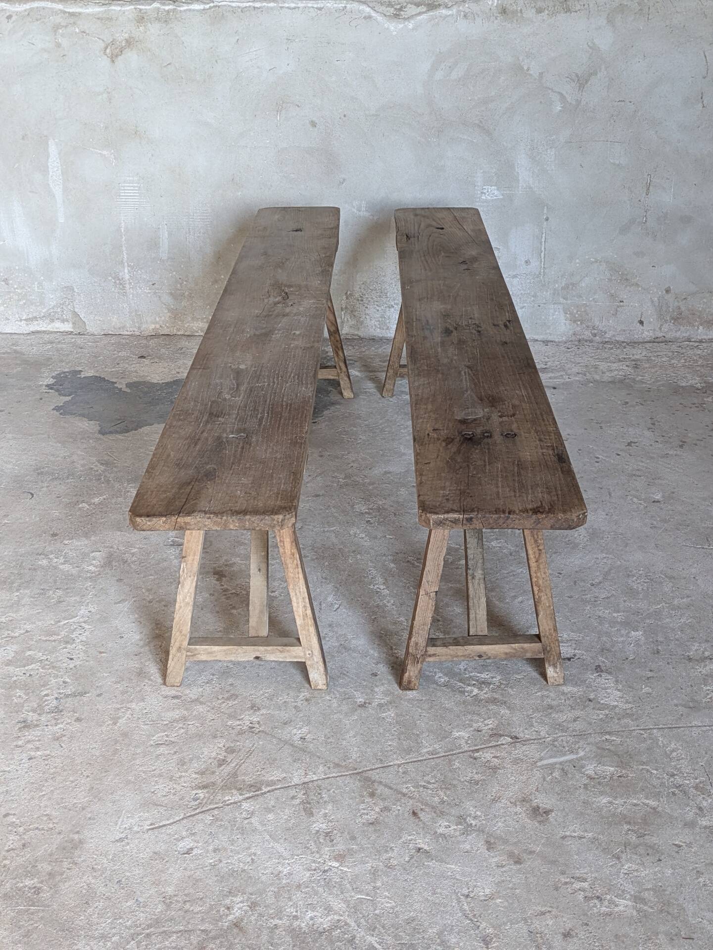 Pair of antique oak benches