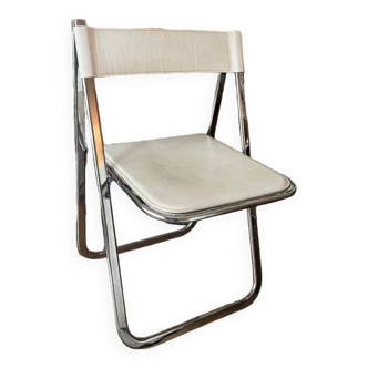 Chaise pliante italienne en cuir "Tamara" d'Arrben 1970 vintage
