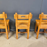 Set of 6 Spanish rustic dining chairs, 1960s