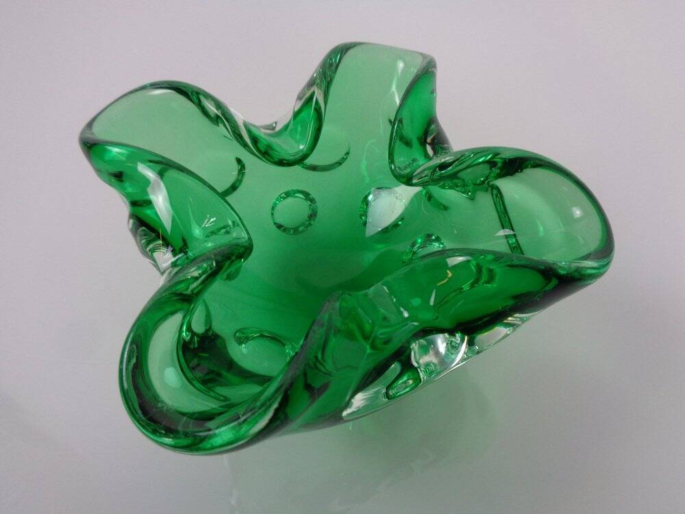 Green Sommerso Murano Glass Ashtray, Italy, 1960s