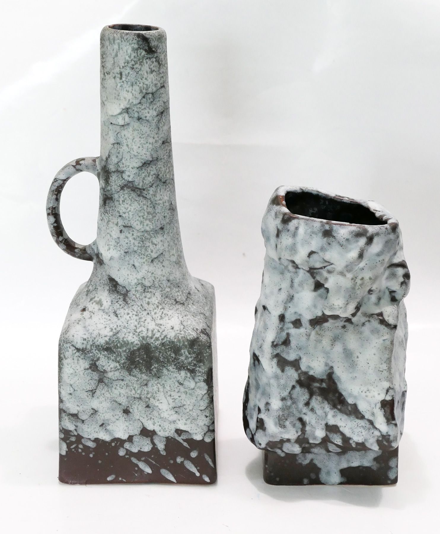 Duo of modernist ceramic vases and brutalist 1960-70 by ES-Keramik Germany