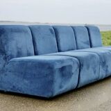 Modular sofa with 5 blue velvet armchairs, circa 1980