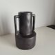Modernist black ceramic vase / handmade / vintage