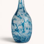 Brutalist Blue and White Reactive Art Glass Vase, Europe, 1970s