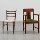 Amsterdamse school oak and velvet side chair, The Netherlands 1920s