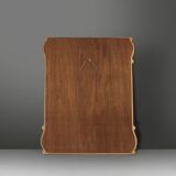 Richly decorated wall mirror in resin with golden ornaments and smoked mirror glass panels, Belgium,