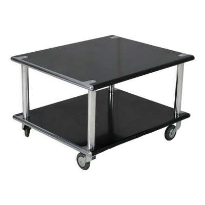 Table basse ''space age'' en acier laqué noir France, circa 1970