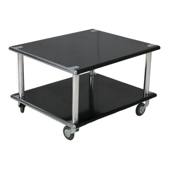 Coffee table "space age" in black lacquered steel