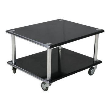 Coffee table "space age" in black lacquered steel