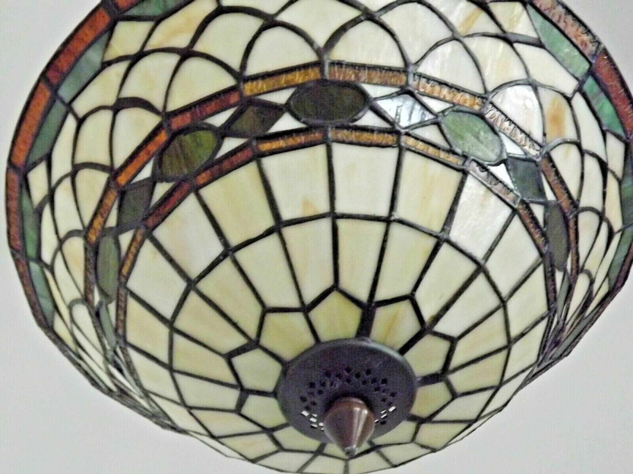 Vintage french 3 light leaded glass tiffany up light with adjustable height 3273