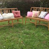 Pair of vintage rattan sofas