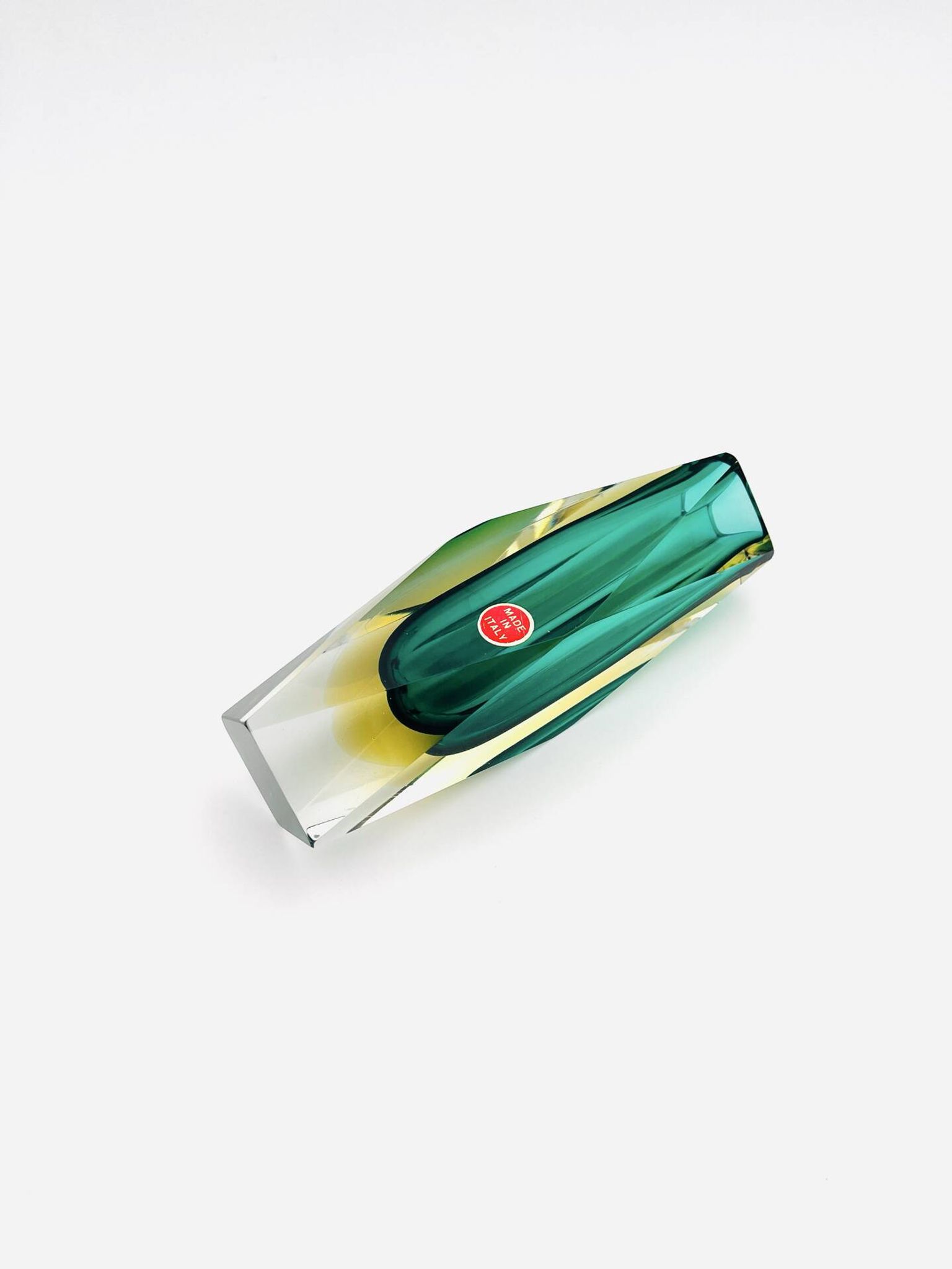 Flavio Poli vase for Seguso - Sommerso - Murano Green & Amber - 1960