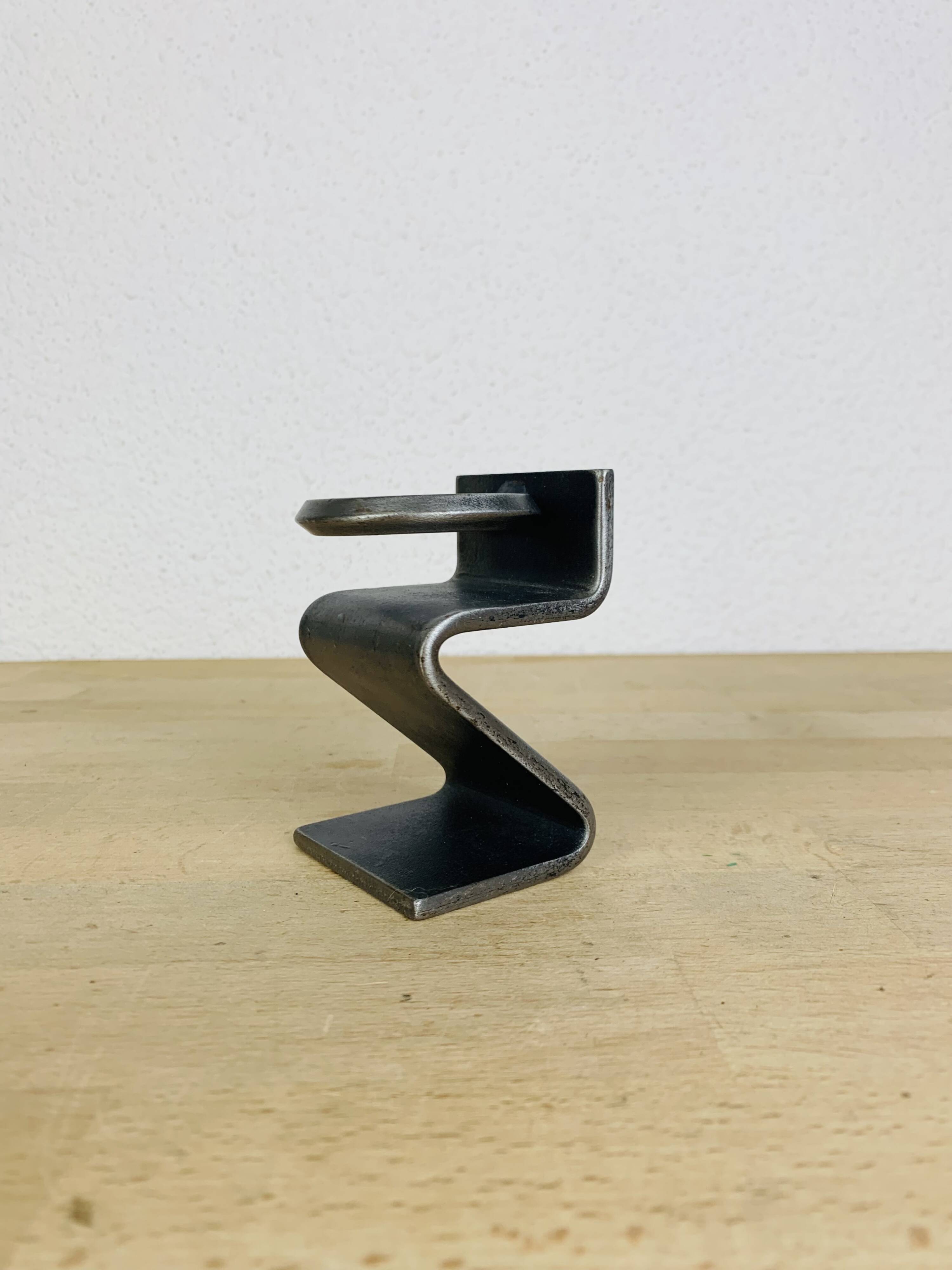 Bougeoir brutaliste fer forgé "Z"