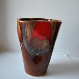 Vallauris vase brown/red - 70s - authentic vintage