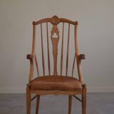 Danish high-back armchair in solid oak with leather cushion, mid-century, 1950s.
