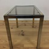 Side table, chrome and gold sofa 1970 style Hollywood Regency