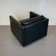 Pair of Black Leather Cube Club-Chairs by Charles Pfister for Knoll, 1980s
