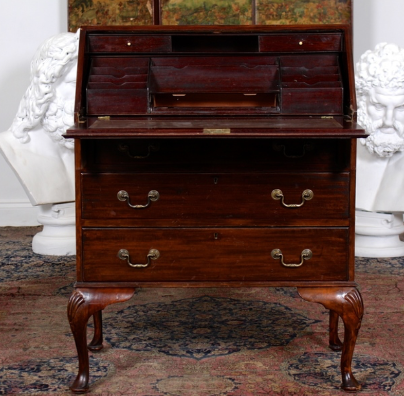 Antique Edwardian carved mahogany desk