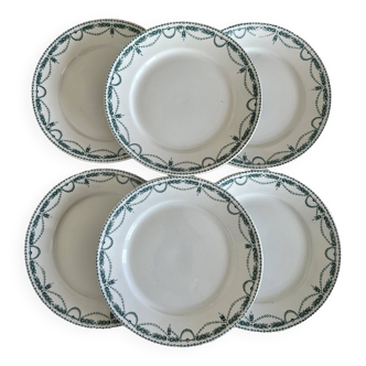 6 assiettes à dessert vintage - Terre de fer Saint Amand - Modèle René