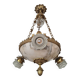 Art Deco alabaster and bronze chandelier, 7-light fixture