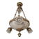 Art Deco alabaster and bronze chandelier, 7-light fixture