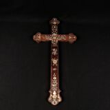 Apostolic Cross in mahogany wood and mother-of-pearl inlay, Tonkin, 19th century