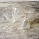 5 old transparent foot glasses – white floral pattern
